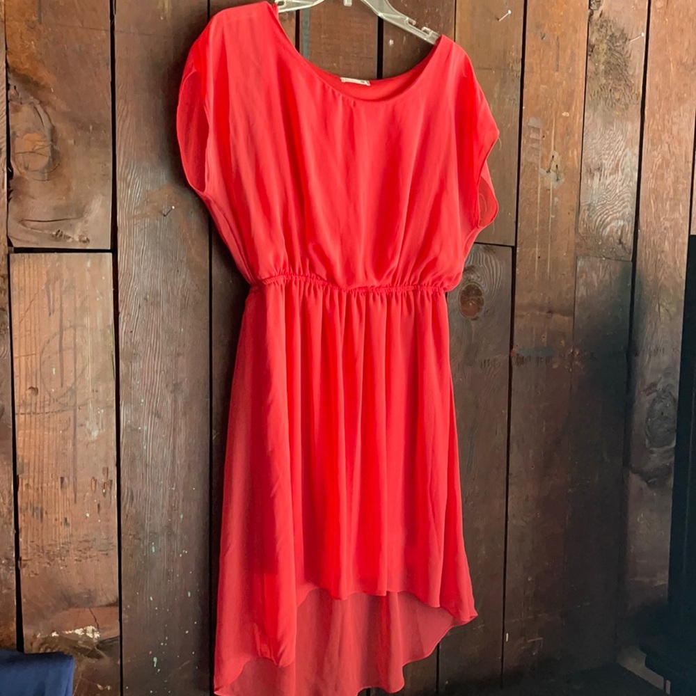 Coral colored tulip dress
